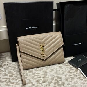 Saint Laurent CASSANDRE MATELASSÉ FLAP POUCH IN GRAIN DE POUDRE LEATHER